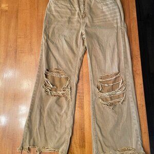 Vervet Khaki Distressed Knee Pants – Size 27